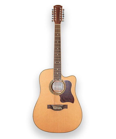 Caraya Guitarra Electroacústica Natural Brillante de 12 Cuerdas F-66012EQCN con Recorte