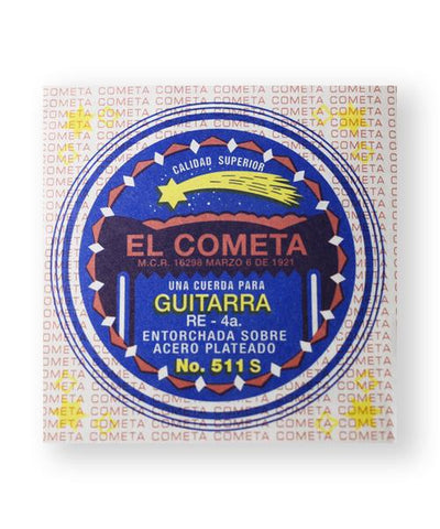 El Cometa Cuerda 511S(12) para Guitarra Acústica, 4a, Cobre Sin Borla