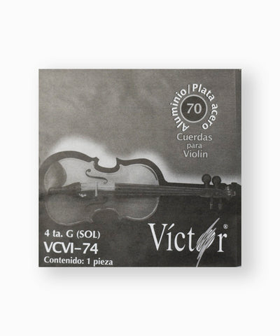 Víctor Cuerda 74(10) para Violín 4/4, 4A (G "Sol"), Entorchado Aluminio Pulido
