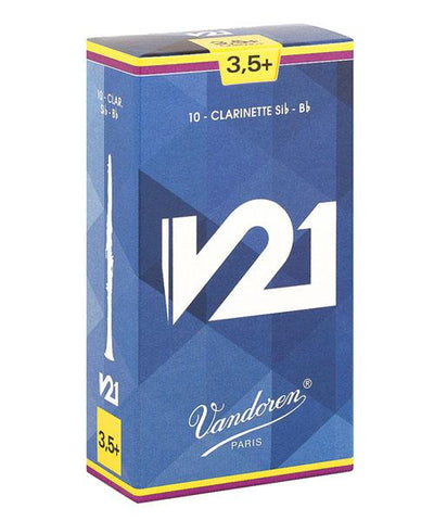 Vandoren Cañas "V21" Para Clarinete Si Bemol 3 1/2+, CR8035+(10), Caja Con 10 Pzas