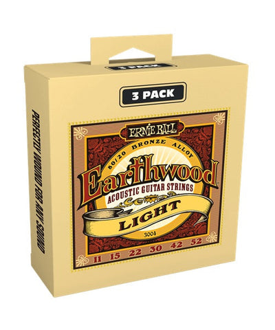 Ernie Ball Encordaduras "Earthwood Light Bronce 80/20, 3 Pack" 3004, Guitarra Acústica, .011-.052