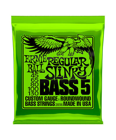 Ernie Ball Encordadura "Regular Slinky" 2836, Bajo Eléctrico 5 Cuerdas, Nickel Wound 45-130