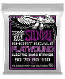Ernie Ball Encordadura "Power Slinky Flatwound Short Scale" 2817 Cobalto, Bajo Eléctrico 50-110