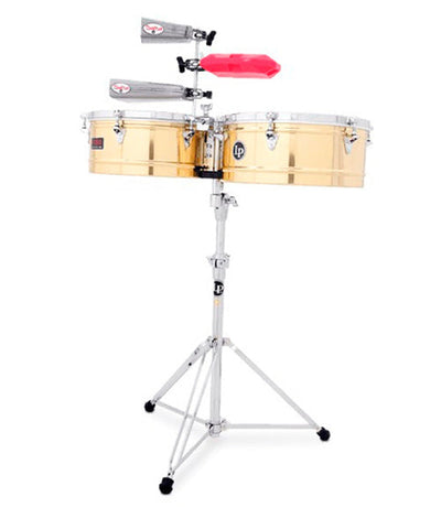 Latin Percussion Timbales 14" y 15" Con Atril Latón  LP1415-B Prestige