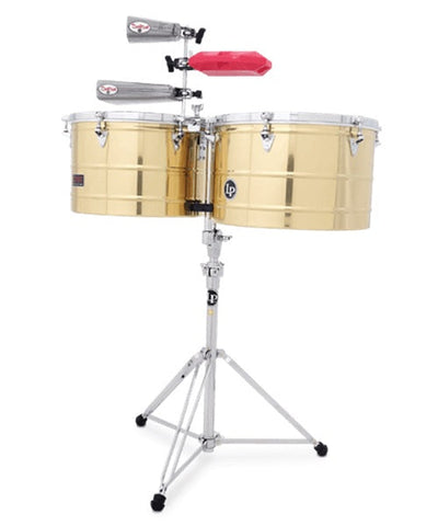 Latin Percussion Timbales 15" Y 16" Laton con Atril LP1516-B Prestige Thunder