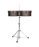 "Exclusiva en Repertorio Wagner Online" Latin Percussion Timbales 14" & 15" bronce con Atril LP1415-60, "60TH ANNYVERSARY"