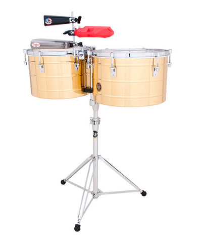 Latin Percussion Timbales 15" y 16" LP258-B con Atril de Latón