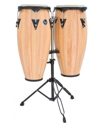 Latin Percussion Congas 11" y 12" Con Atril Madera Natural LP647NY-AW City