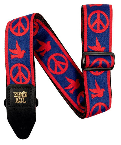 Ernie Ball Tahalí­ Jacquard 4698 Red and Blue Peace Love Dove