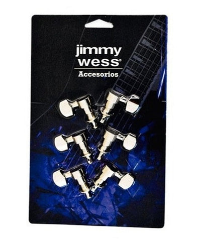 Jimmy Wess Maquinaria SKG342NK-CK para Guitarra Eléctrica 3+3 Niquelada (Perno y Botón Metal)