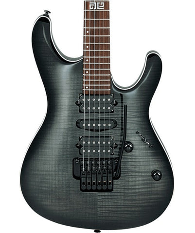 “Exclusiva en Veerkamp Online” Ibanez Guitarra Eléctrica Gris Transparente/Sombreado Negro KIKO10BP-TGB con Funda, Kiko Loureiro