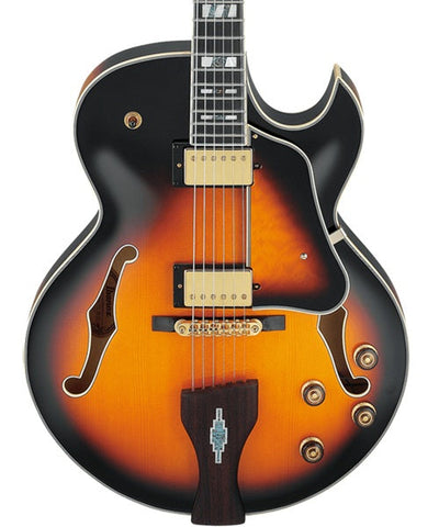 "Exclusiva en Repertorio Wagner Online" Ibanez Guitarra Eléctrica Amarillo Antiguo/Sombreado Negro LGB30-VYS con Estuche, George Benson