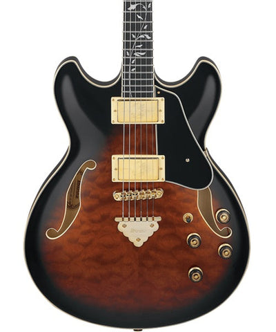 "Exclusiva en Repertorio Wagner Online" Ibanez Guitarra Eléctrica Café/Sombreado Negro AS93QMSP-DBS, Artcore Expressionist