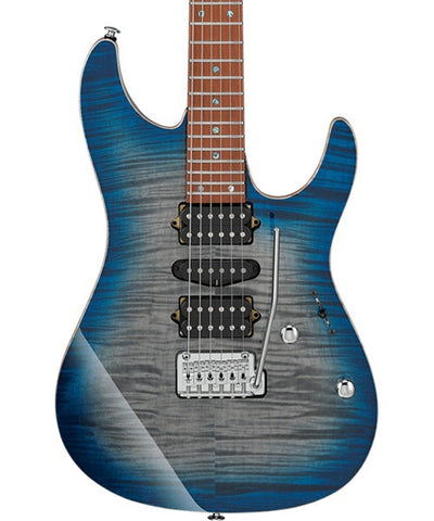 "Exclusiva en Repertorio Wagner Online" Ibanez Guitarra Eléctrica Entintado Gris/Sombreado Azul AZ2407F-SDE con Estuche, Serie Azes Prestige