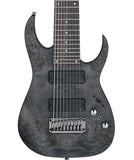 “Exclusiva en Repertorio Wagner Online” Ibanez Guitarra Eléctrica 9 Cuerdas Gris Transparente Mate RG9PB-TGF, Serie RG Axe Design Lab