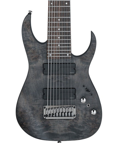 “Exclusiva en Repertorio Wagner Online” Ibanez Guitarra Eléctrica 9 Cuerdas Gris Transparente Mate RG9PB-TGF, Serie RG Axe Design Lab