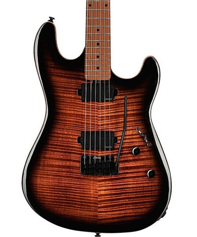 "Exclusiva en Repertorio Wagner Online" Sterling by Music Man Guitarra Eléctrica ST-SABRE-CBB-M2-WB Entintado Café/Sombreado Negro con Funda, Sabre