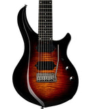 "Exclusiva en Repertorio Wagner Online" Sterling by Music Man Guitarra Eléctrica 7 Cuerdas Entintado Ambar/Sombreado Negro ST-MAJ270XFM-TGEE1WB con Funda, Serie Majesty 7 DiMarzio