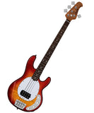 "Exclusiva en Repertorio Wagner Online" Sterling by Music Man Bajo Eléctrico Ámbar Transparente/Sombreado Rojo con Funda RAY34FM-HCB-R2, StingRay