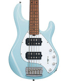 "Exclusiva en Repertorio Wagner Online" Sterling by Music Man Bajo Eléctrico Azul Pastel de 5 Cuerdas con Funda RAY35HH-DBL-M2, StingRay