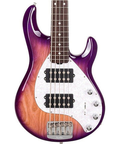 “Exclusiva en Repertorio Wagner Online” Music Man Bajo Eléctrico 5 Cuerdas Natural/Sombreado Morado con Estuche 208-77-20-05-MB-CR, StingRay 5 Special HH