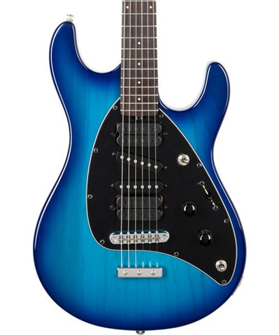 “Exclusiva en Repertorio Wagner Online” Music Man Guitarra Eléctrica 900-72-R2-01-MB-CR Entintado Azul/Sombreado Azul con Estuche, Steve Morse