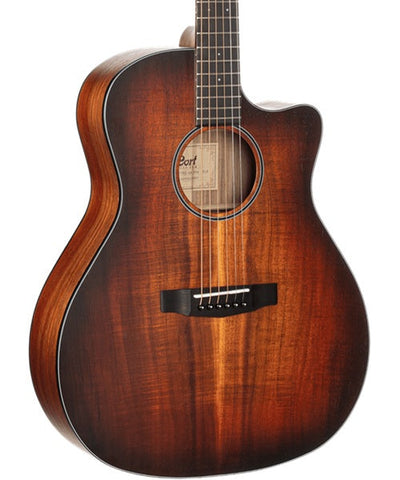 Cort Guitarra Electroacústica Palo Negro Mate/Sombreado Café CORE-GA ABW OPLB con Funda, Serie Core GA