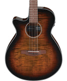 Ibanez Guitarra Electroacústica Arce Café Transparente/Sombreado Café/Negro AEG70L-TIH Zurda, Serie AEG