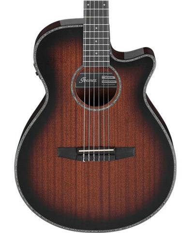 Ibanez Guitarra Electroacústica Sapele Caoba/Sombreado Negro AEG74N-MHS, Serie AEG