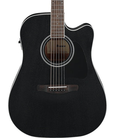 Ibanez Guitarra Electroacústica Okume Negro Erosionado Mate AW84CE-WK, Serie Artwood