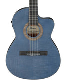 Ibanez Guitarra Electroacústica Entintado Azul Mate GA5FMTCE-OB, Serie Classical