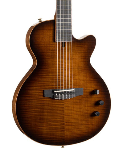 Cort Guitarra Electroacústica Café Sombreado con Funda SUNSETNYLECTRICDLXTS, Serie Sunset Nylectric DLX