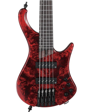 Ibanez Bajo Eléctrico 5 Cuerdas Rojo Entintado Mate EHB1505-SWL con Funda, Bass Workshop