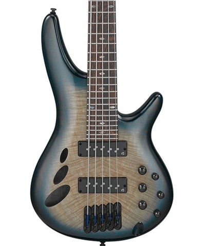 “Exclusiva en Repertorio Wagner Online” Ibanez Bajo Eléctrico 5 Cuerdas Natural/Sombreado Azul Mate SRD905-CTL, Serie SR Bass Workshop