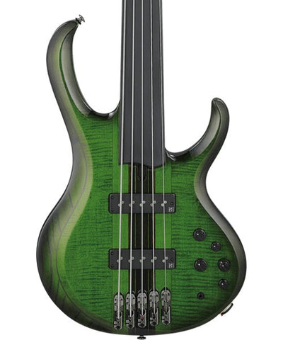 “Exclusiva en Repertorio Wagner Online” Ibanez Bajo Eléctrico 5 Cuerdas Verde Transparente/Sombreado Negro SDGB1-DMT Fretless, Steve Di Giorgio