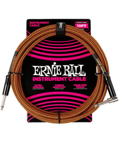 Ernie Ball Cable Braided 6470 Negro/Anaranjado 3.048 Mts. Recto/Angulado