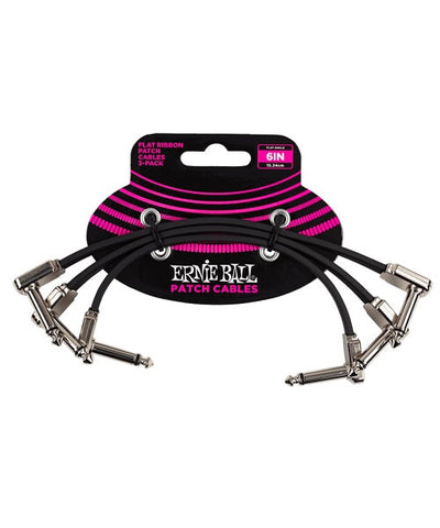 Ernie Ball Cables Flat Ribbon 6221 Negro 0.1524 Mts. Angulado/Angulado 3 Piezas