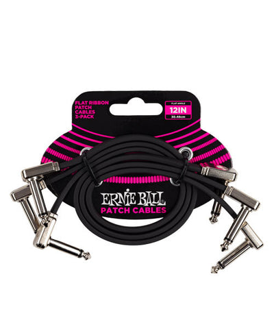 Ernie Ball Cables Flat Ribbon 6222 Negro 0.3048 Mts. Angulado/Angulado 3 Piezas