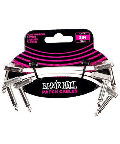 Ernie Ball Cables Flat Ribbon 6384 Blanco 0.0762 Mts. Angulado/Angulado, 3 Piezas