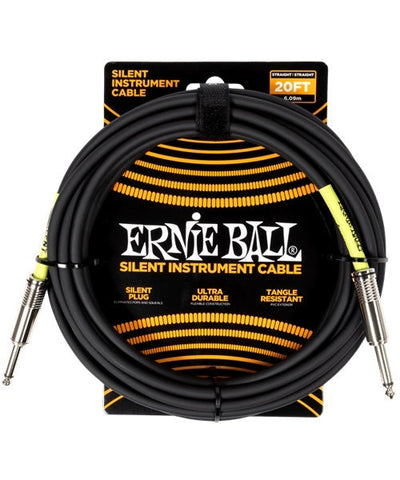 Ernie Ball Cable 6473 Negro 6.096 Mts. Recto/Recto, Classic Silent