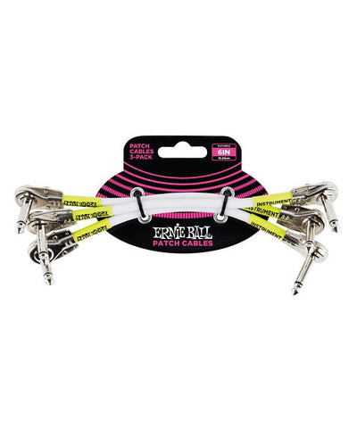 Ernie Ball Cables Flat Patch 6052 Blanco 0.15 Mts. Angulado/Angulado 3 Piezas