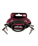 Ernie Ball Cables Estéreo Flat Ribbon 6405 Negro 0.3048 Mts. Angulado/Angulado, 2 Piezas