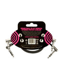 Ernie Ball Cables Estéreo Flat Ribbon 6405 Negro 0.3048 Mts. Angulado/Angulado, 2 Piezas