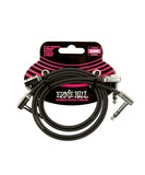 Ernie Ball Cables Estéreo Flat Ribbon 6406 Negro 0.6096 Mts. Angulado/Angulado, 2 Piezas