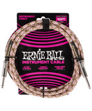 Ernie Ball Cable Braided 6426 Blanco/Rojo/Verde 3.048 Mts. Recubierto Recto/Recto