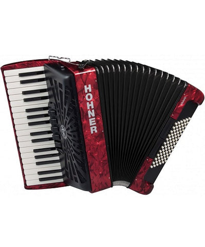 Hohner Acordeón Cromático Rojo Con Funda A16632 BRAVO III 72