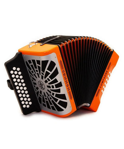 Hohner Acordeón Diatónico Fa-Sib-Mib Anaranjado Con Funda A48451 Compadre