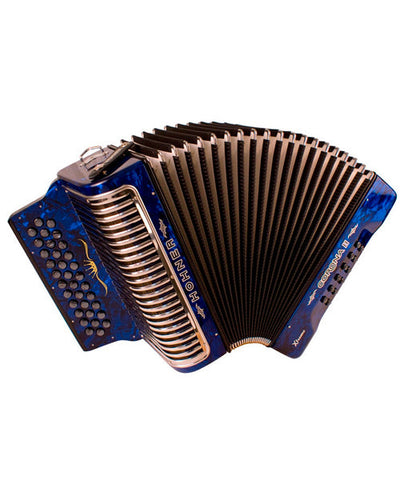 Hohner Acordeón Diatónico Sol-Do-Fa Azul Con Funda A5421 Corona II Xtreme
