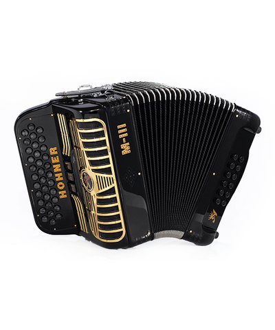"Exclusiva en Repertorio Wagner Online" Hohner Acordeón Diatónico Fa-Sib-Mib Negro A7450-FBBEB-BK con Estuche, Anacleto ''MARK III''