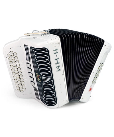 "Exclusiva en Repertorio Wagner Online" Hohner Acordeón Diatónico Fa-Sib-Mib Blanc A9971-FBBEB-WH con Estuche, Anacleto ''White Hawk''